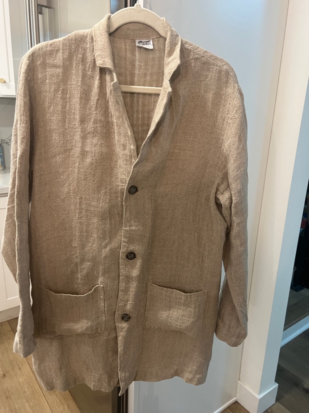 CP Shades Sausalito Beige LinenDuster  Lightweight Shirt Jacket pockets sz S